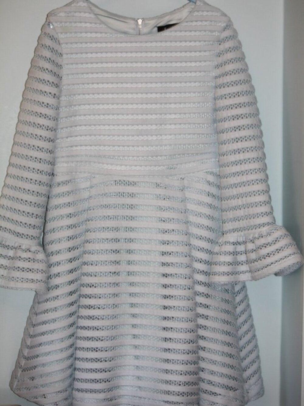 Bardot Junior Designer Girls Size 6x 7 Blue Lace Lined Pleated Formal Dress